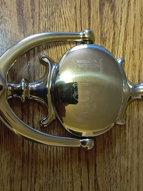 Virginia Metalcrafters Brass Door Knocker Spain Betty Lamp Mark - Engraved Davis
